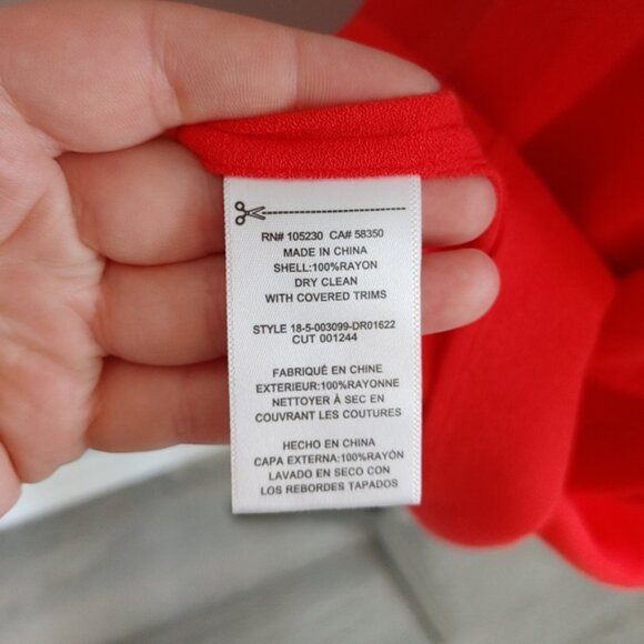 Equipment Carmine Red Bonnie Dress Keyhole Long Sleeve Shift Large - Picture 6 of 9